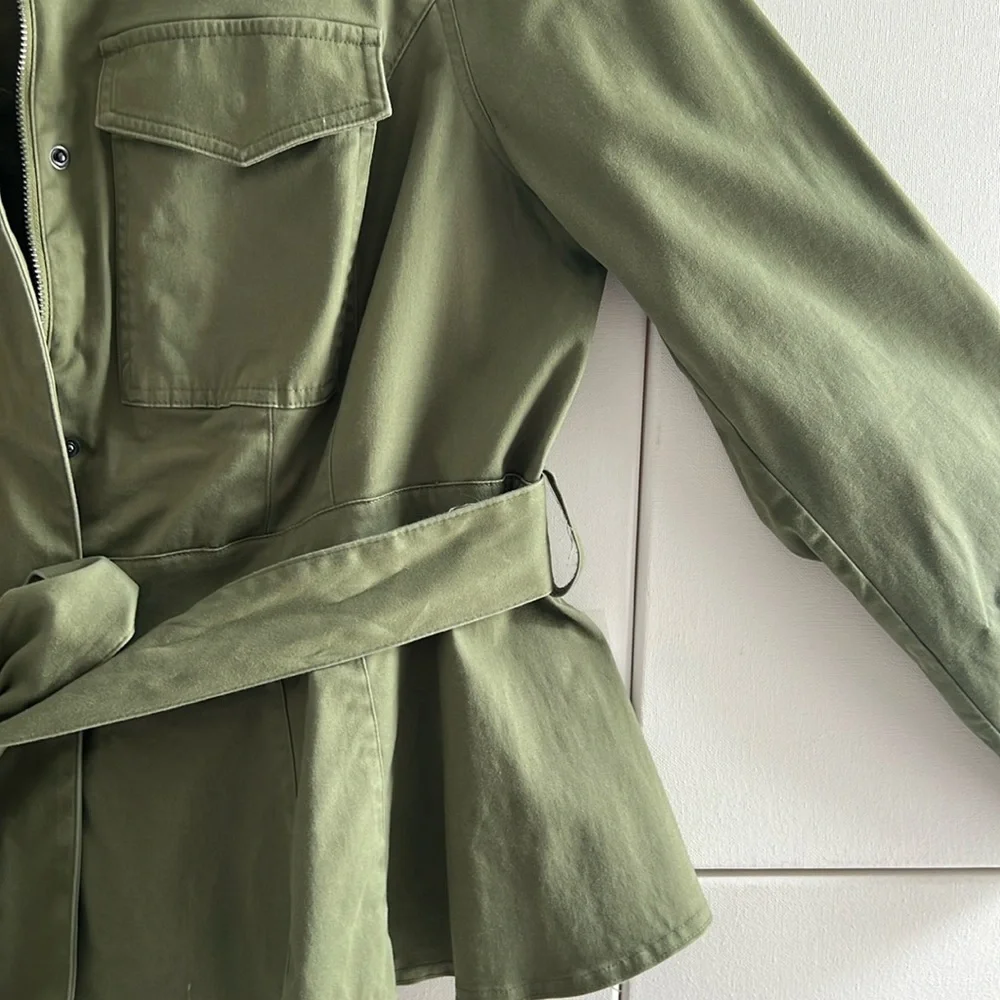 2. Lane Bryant Woman’s Jacket with Peplum waist, zip and snap closure, and belt - Picture 14 of 16
